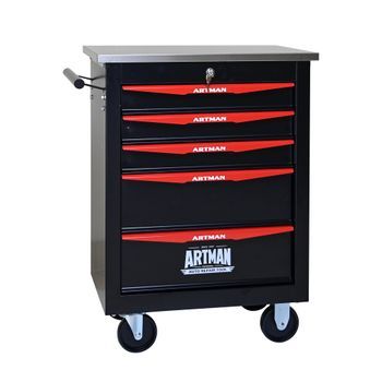 Carro De Herramientas - Organizador De Taller - Acero - Negro Y Rojo (62.5x34.5x78cm)