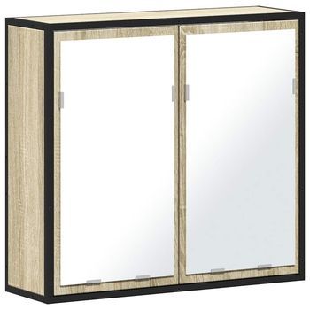 Mueble De Baño | Armario Con Espejo De Baño Madera Roble Sonoma 65x20x60 Cm