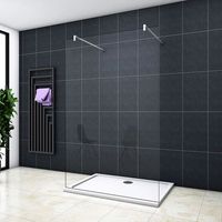 aica walkin mampara panel de ducha 1 hoja vidrio antical 8mm 47x200cm con dos barras 140cm