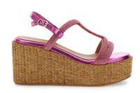 sandalias de doble banda en pedreria con cuna de rafia hot pink 38
