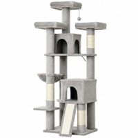 pawhut rascador grande 184 cm de alto arbol para gatos con 3 postes rascador superficies para tumbarse pelota hamaca escalera para gatos menores de 6 kg