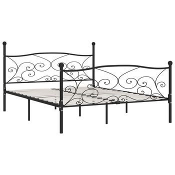 Cama De Matrimonio | Cama De Adulto | Estructura De Cama Con Somier Metal Negro 180x200 Cm