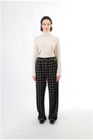 pantalon palazzo de tejido jacquard multiblack plaid