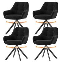 set de 4 sillas de comedor smartue giratorias 360 semibrazos 63  60  82 cm - negro
