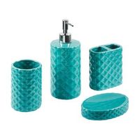conjunto de accesorios de bano de dolomita azul turquesa dispensador jabonera recipiente moderno guatire
