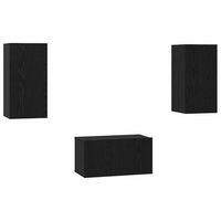 conjunto de mueble de tv 3 uds roble negro vidaxl