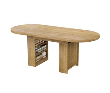 Mesa de comedor extensible 150/200 x 90 cm - con almacenaje, tablero grueso, estilo nórdico - color roble