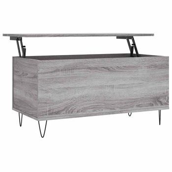 Mesa De Centro 90x44,5x45 Cm Madera Y Metal Trabajados - Gris