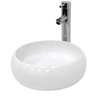 lavabo blanco redondo ceramica con juego de drenaje