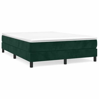 Cama Matrimonial | Cama Para Adultos | Estructura De Cama Box Spring Terciopelo Verde Oscuro 140x200cm