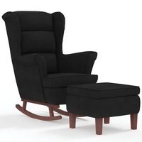 mecedora con respaldo alto de terciopelo negro y madera maciza vidaxl