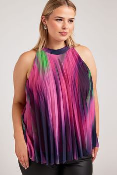 Yours London Top Plisado Sin Mangas Rosa Estampado, Mujer Curvy Y Tallas Grandes, Yours London