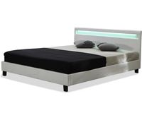 cama con cabecero led maria - 140 x 190 cm - blanco