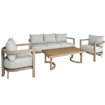 Set Sofa 3p Y 2 Sillones Y Mesa Ce Ntro Aluminio