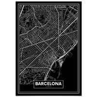 panorama cuadro de aluminio mapa negro de barcelona 70x100 cm