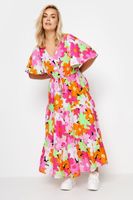 yours vestido rosa de flores con manga angel mujer curvy y tallas grandes yours