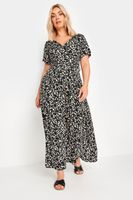 yours vestido largo negro floral  mujer curvy y tallas grandes yours