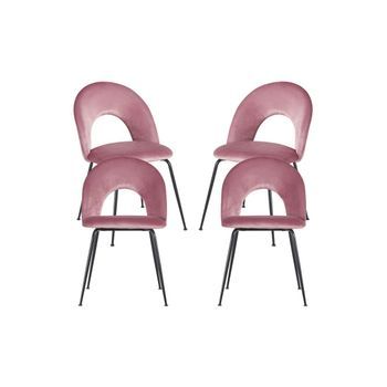 Pack 4 Sillas Dawa Black Terciopelo De Terciopelo 86*46*40 Cm - Rosa