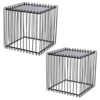 set 2 mesas auxiliares metal n egro con cristal negro