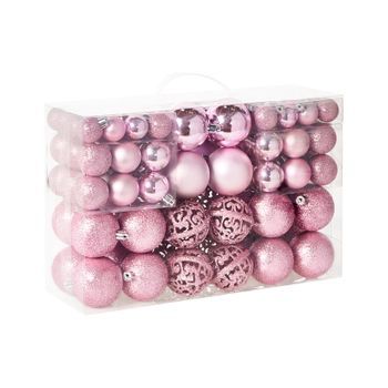 Conjunto De 100 Bolas De Plástico Para Colgar En El Árbol De Navidad Adornos Navideños Estilo Tradicional Moderno Brillante Y Mate Rosa Vanern