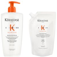 kerastase nutritive bain satin riche refillable shampoo and refill pouch duo for fine to medium dry hair with niacinamide 500ml