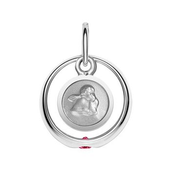 Anillo bautizo colgante ángel rubí plata 925