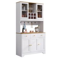 aparador alto - mueble para salon y comedor - mdf - blanco y tono madera 945x30x1755cm