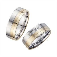 alianzas oro amarillo y blanco con diamantes ancho 7 mm