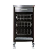 carrito de cocina con ruedas chelsea r encimera de acero inoxidable 3 cestas cajon y botelleronegro