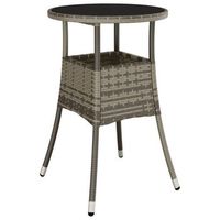 mesa de jardin  mesa de exterior vidrio templado y ratan sintetico gris o60x75 cm