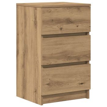 Mesilla De Noche | Mesita De Noche Con 3 Cajones Roble Artesanal 39x35x65 Cm Cfw1465836