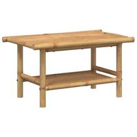 mesa de centro 70x40x35 cm bambu con acabado natural - marron
