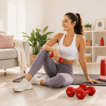 2 Mancuernas Hexagonales de Neopreno Rojas, Pesas Antideslizantes con Agarre Cómodo, Set de Mancuernas para Fitness, Entrenamiento en Casa y Gimnasio