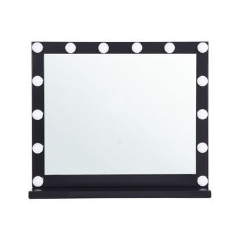 Espejo De Maquillaje Iluminación Led Metal Negro 50 X 60 Cm Tocador Beauvoir