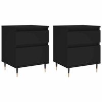 pack 2 uds mesitas de noche  mesilla de noche madera de ingenieria negro 40x35x50 cm