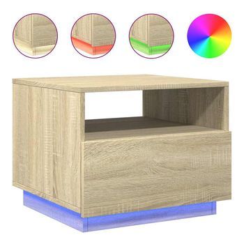 Mesa De Centro Con Luces Led Roble Sonoma 50x49x40 Cm Vidaxl