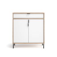 zapatero en melamina roble claro puertas blancas 89x80x29 cm