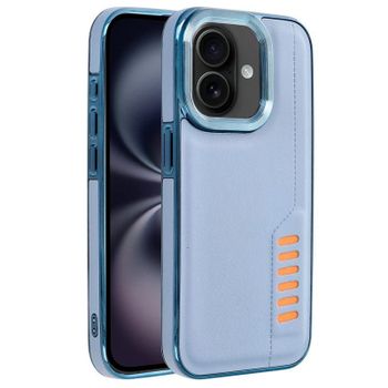 Cool Milano Funda Reforzada de TPU y Polipiel Azul para iPhone 16