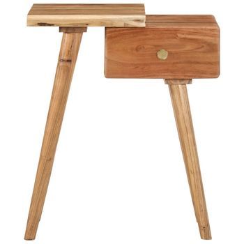 Mesita De Noche | Mesilla De Noche De Madera Maciza De Acacia 45x32x55 Cm