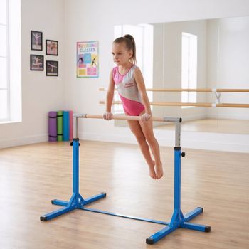 Barra De Gimnasia Para Niños De +3 Años Altura Ajustable Azul Homcom