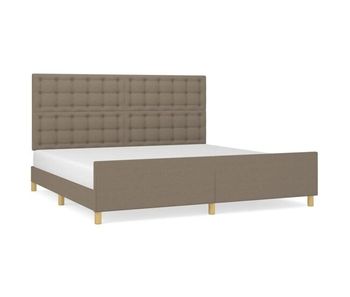 Estructura de cama con cabecero de tela gris taupe 200x200 cm botones