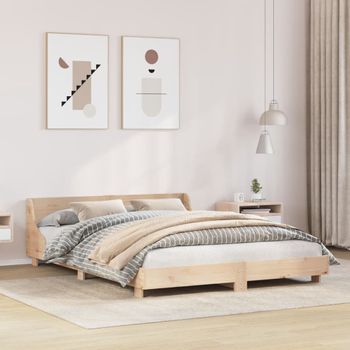 Cama De Matrimonio | Cama De Adulto | Estructura De Cama Sin Colchón Madera Maciza De Pino 120x190 Cm Cfw339824