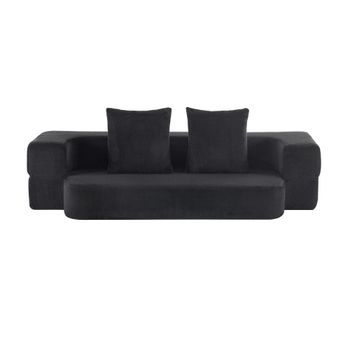 Sofá Cama 2 Plazas - Convertible, Sin Montaje, Fácil De Transportar - Negro