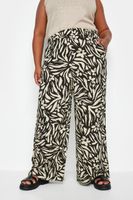 yours pantalones anchos blancos y negros de flores mujer curvy y tallas grandes yours