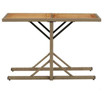 Mesa De Jardín | Mesa De Exterior Madera Maciza De Acacia Y Ratán Sintético Beige