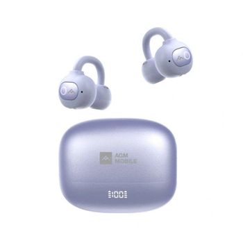Auriculares AGM Open Buds 1 inalámbricos Bluetooth con Cancelación de Ruido, micrófono y protección IPX4, color violeta