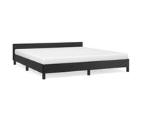 estructura de cama con cabecero cuero sintetico negro 160x200cm