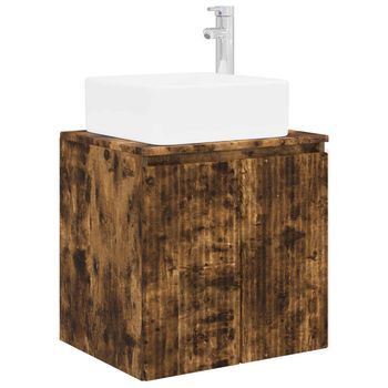 Vanidad Con Lavabo De Pared Roble Ahumado 53 X 35 X 63 Cm Vidaxl