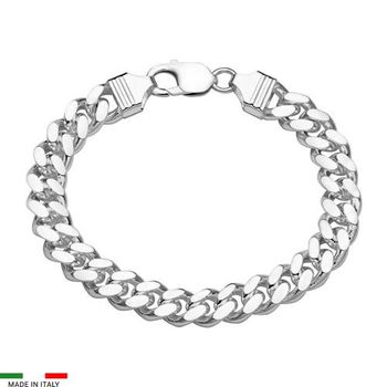 Pulsera barbada de plata 925, 10 mm, OVA