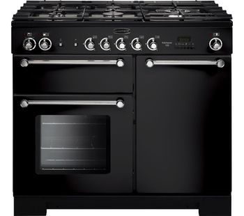 Rangemaster Kitchener 100 cm Dual Fuel Range Cooker - Black & Chrome, Black